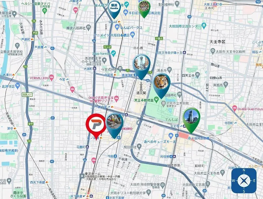 102号室花園町駅と萩之茶屋駅各2分ベット2台専用バスルーム付きアクセス抜群 Apartment Osaka